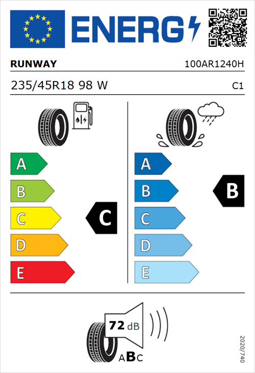 Tyre Label for Runway Enduro Sport 235/45R18 98W