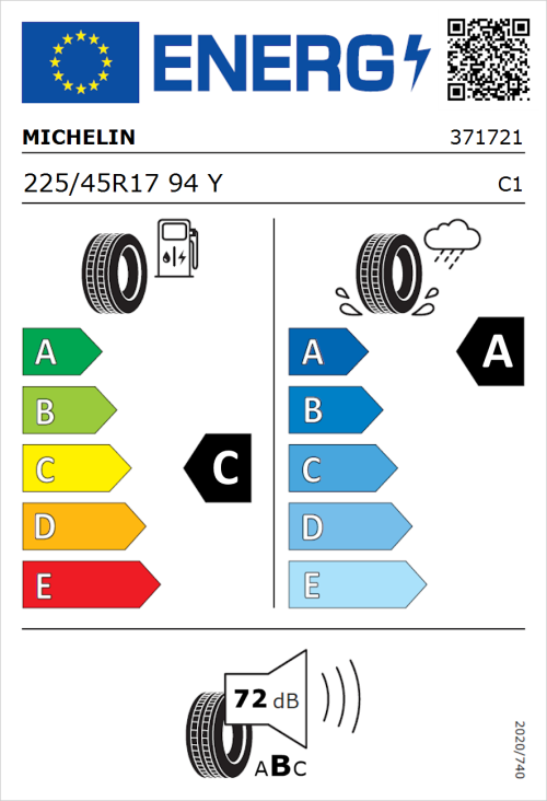 Tyre Label for Michelin Pilot Sport 5 225/45R17 94Y