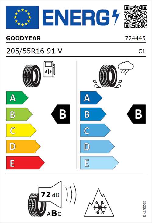 Tyre Label for Goodyear Vector All-Season 4 205/55R16 91V