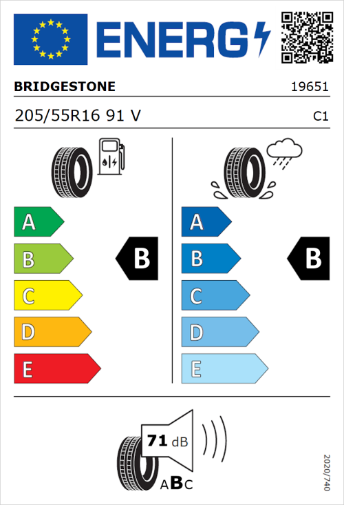 Tyre Label for Bridgestone Ecopia EP150 205/55R16 91V